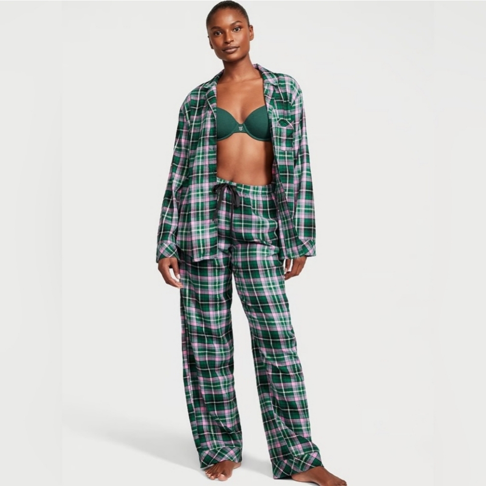 💚🩷 VICTORIA'S SECRET Green/Pink Plaid Pajama Set 🩷💚